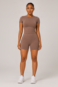 High Waist Naked-Feel Yoga Shorts Brown