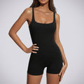 Sculpting Square Neck Short Jumpsuit Black