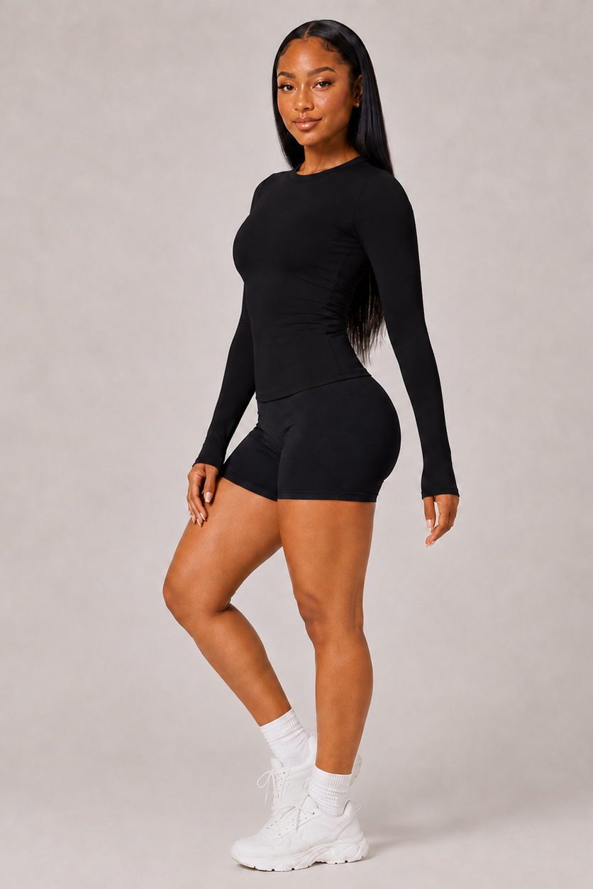 Sculpting Long Sleeve Yoga Top Black
