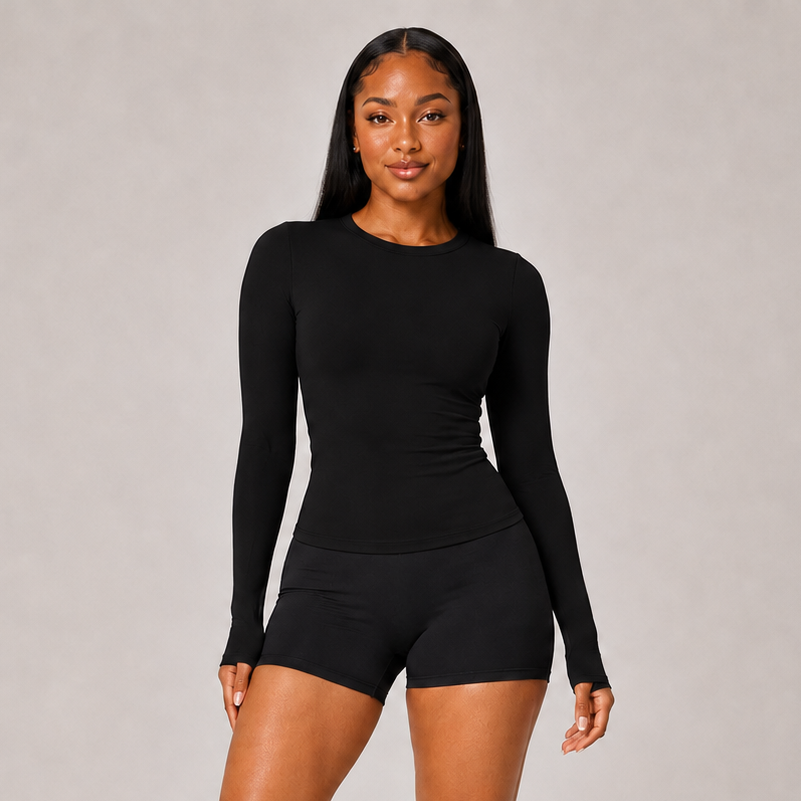 Sculpting Long Sleeve Yoga Top Black