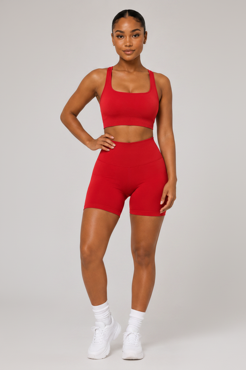 Strappy Open Back 2-Piece Yoga Set Red