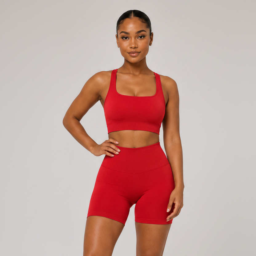 Strappy Open Back 2-Piece Yoga Set Red