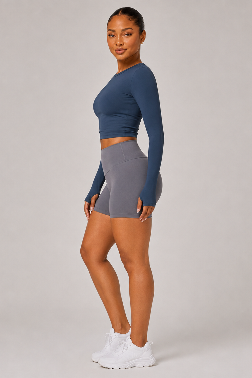 High Waist Naked-Feel Yoga Shorts Grey