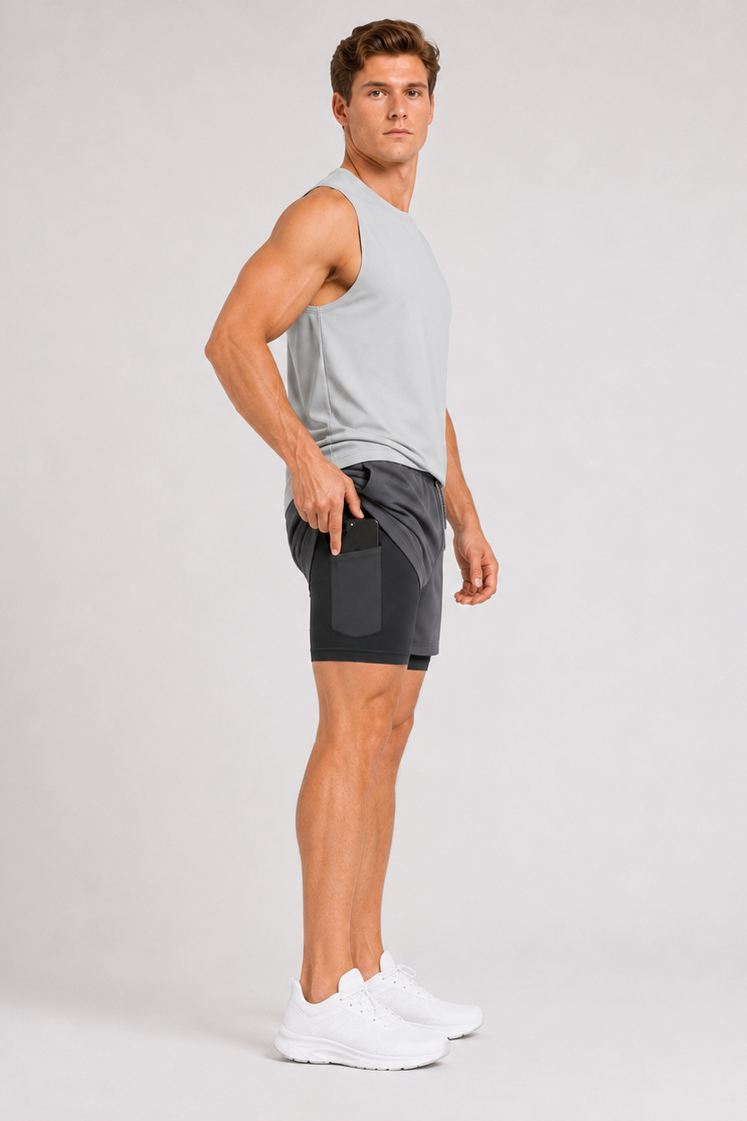 Quick Dry UPF Crew Neck Tank Light Grey