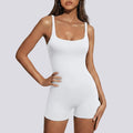Sculpting Square Neck Short Jumpsuit White