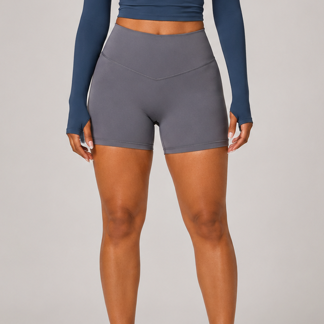 High Waist Naked-Feel Yoga Shorts Grey