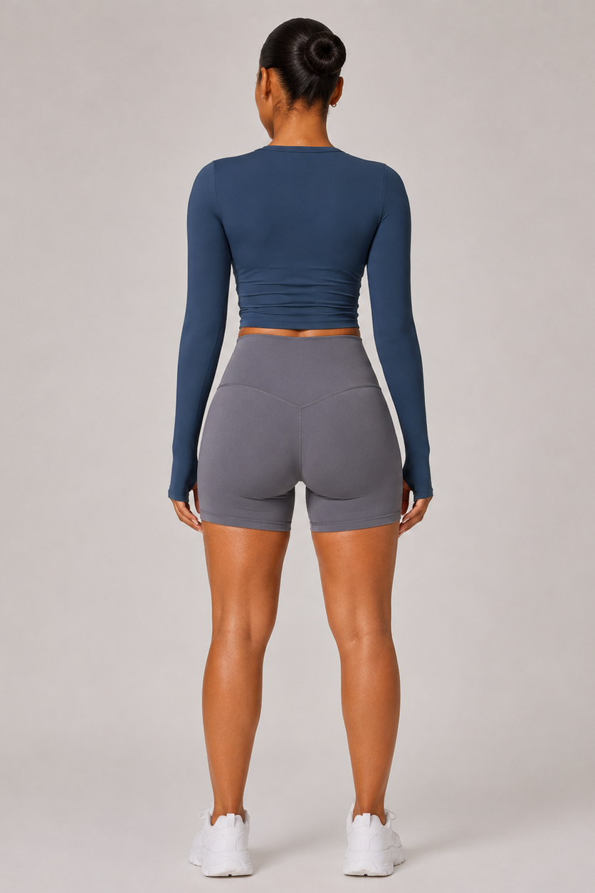 High Waist Naked-Feel Yoga Shorts Grey