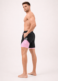 Dual Layer Quick Dry Swim Shorts Black & Pink