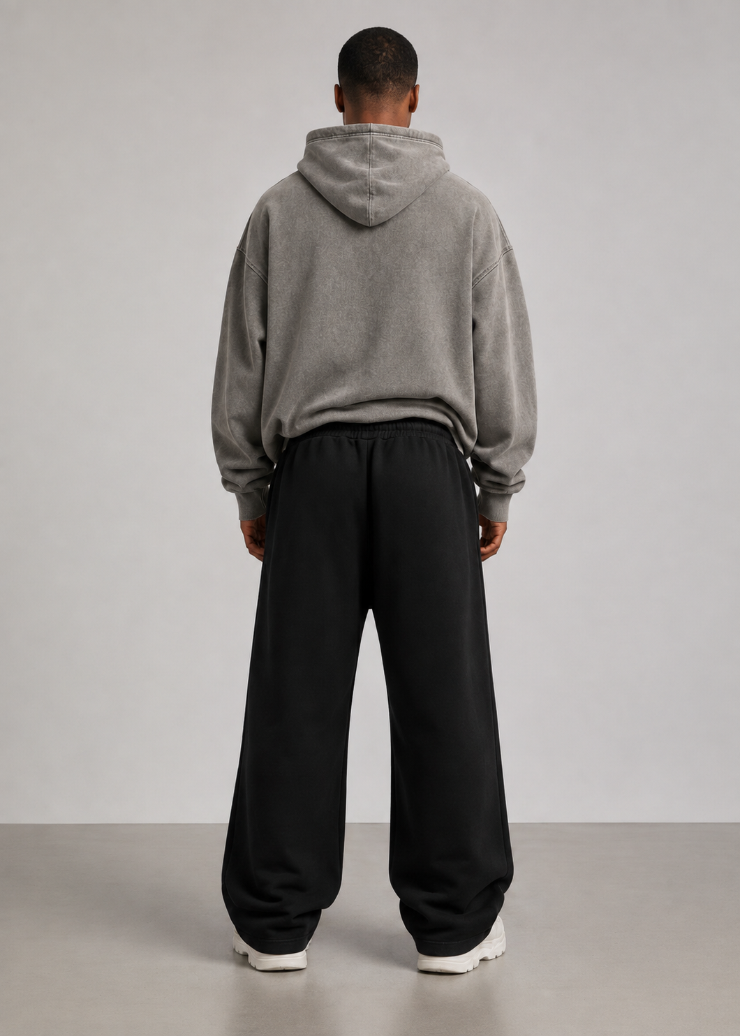 Fleece Wide Leg Sweatpants Black