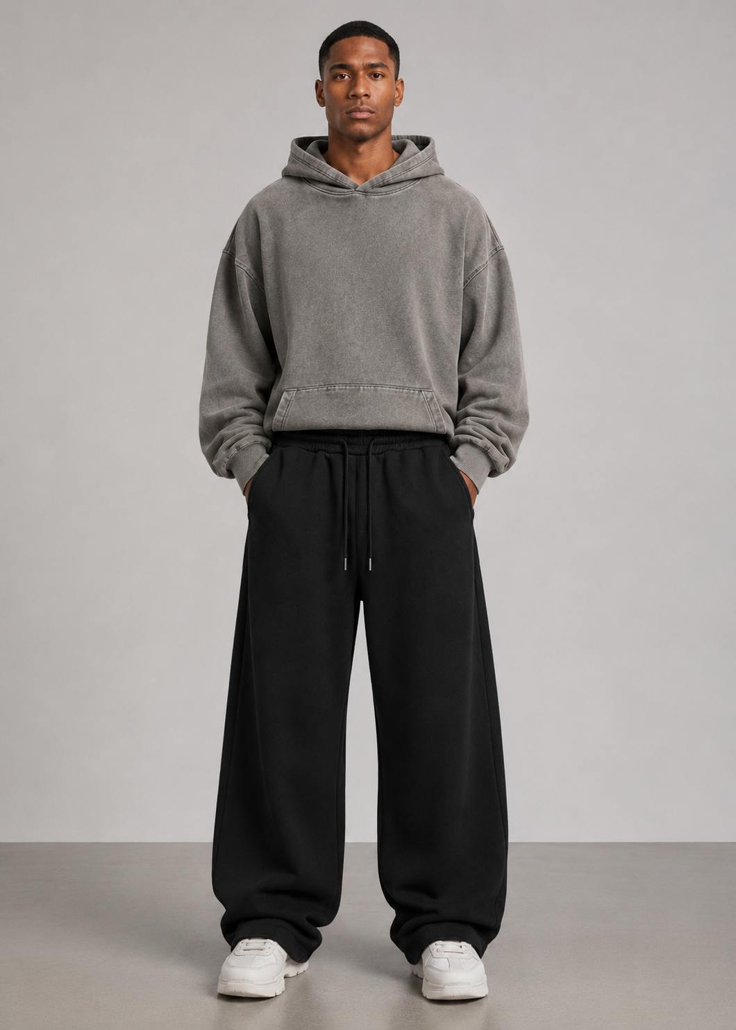 Fleece Wide Leg Sweatpants Black