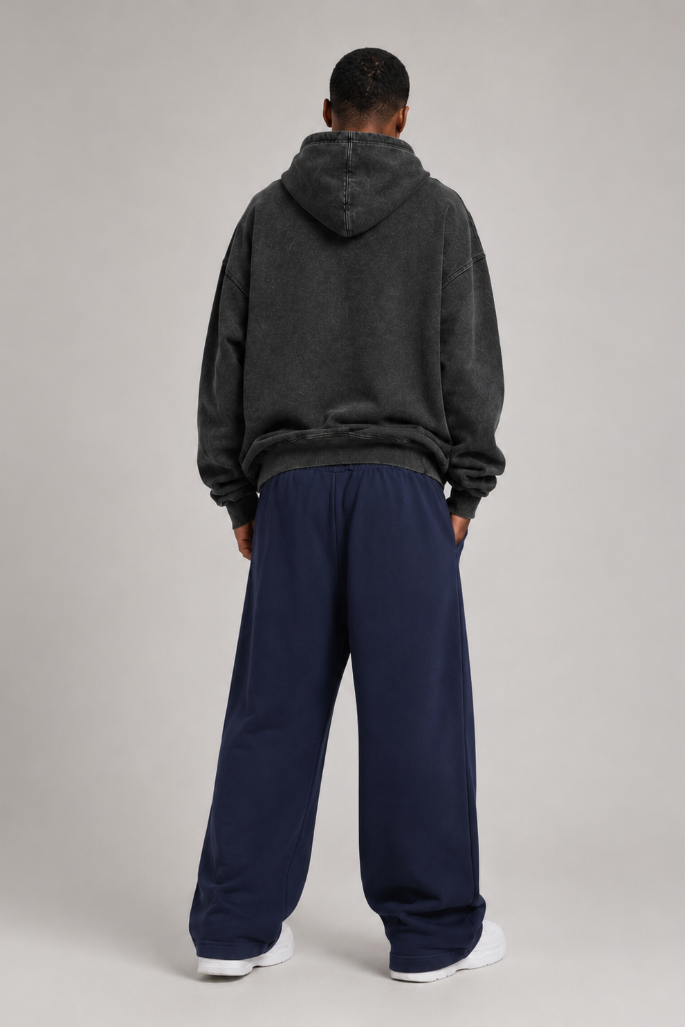 Fleece Wide Leg Sweatpants Navy