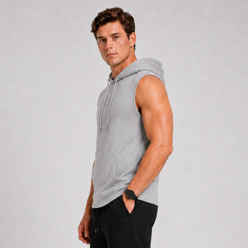 Cut Off Hoodie Muscle Tank Light Grey