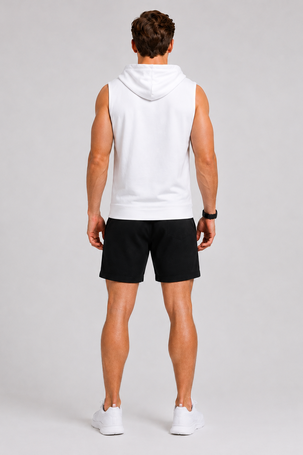 Cut Off Hoodie Muscle Tank White