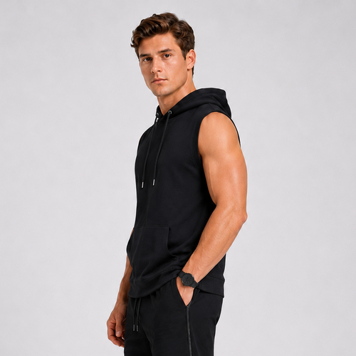 Cut Off Hoodie Muscle Tank Black