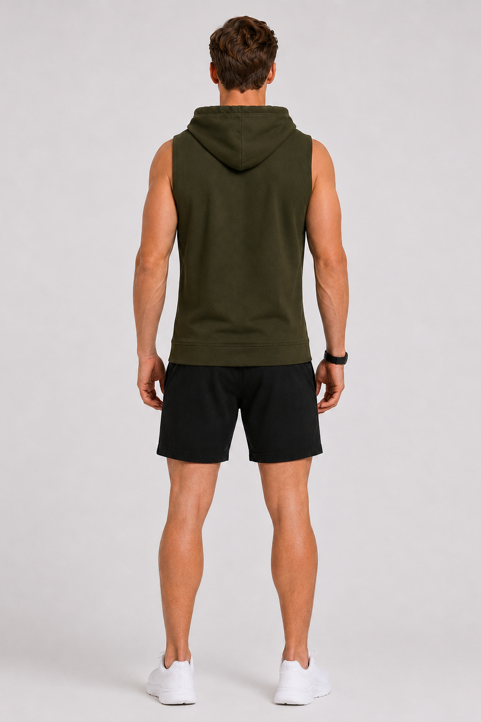 Cut Off Hoodie Muscle Tank Green