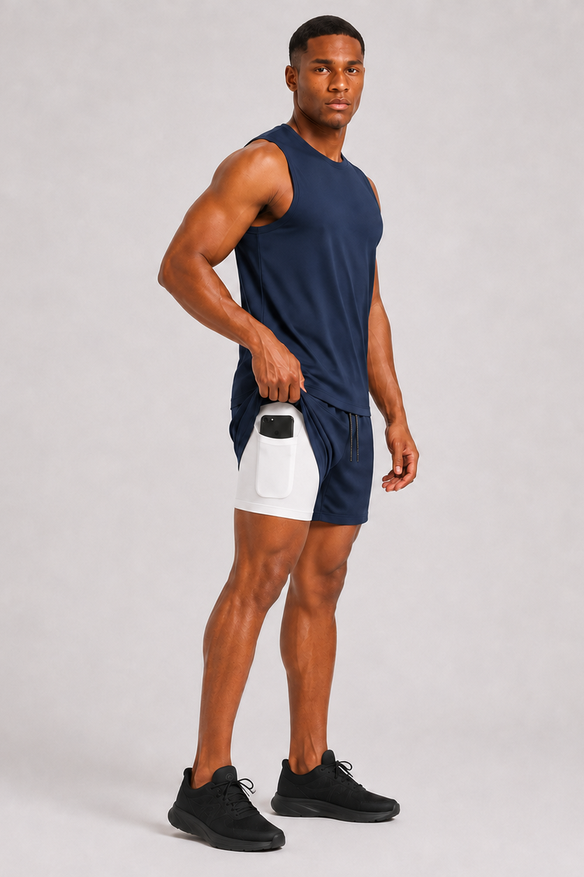 Quick Dry UPF Crew Neck Tank Navy