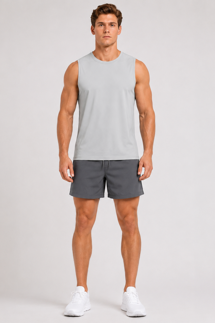 Quick Dry UPF Crew Neck Tank Light Grey