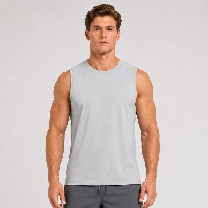Quick Dry UPF Crew Neck Tank Light Grey