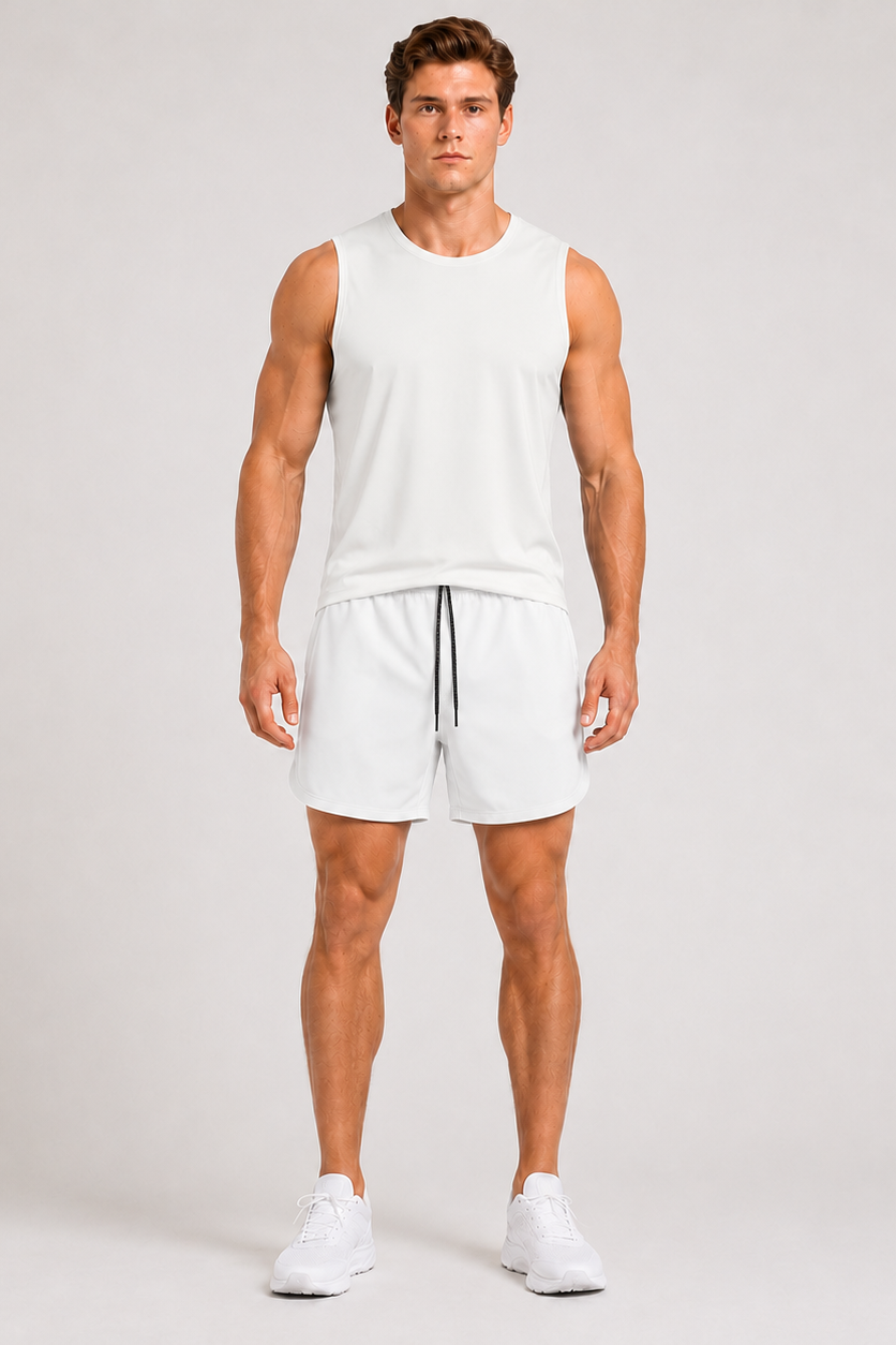 Quick Dry UPF Crew Neck Tank White