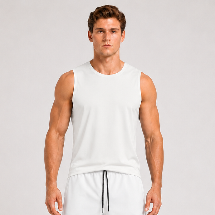 Quick Dry UPF Crew Neck Tank White