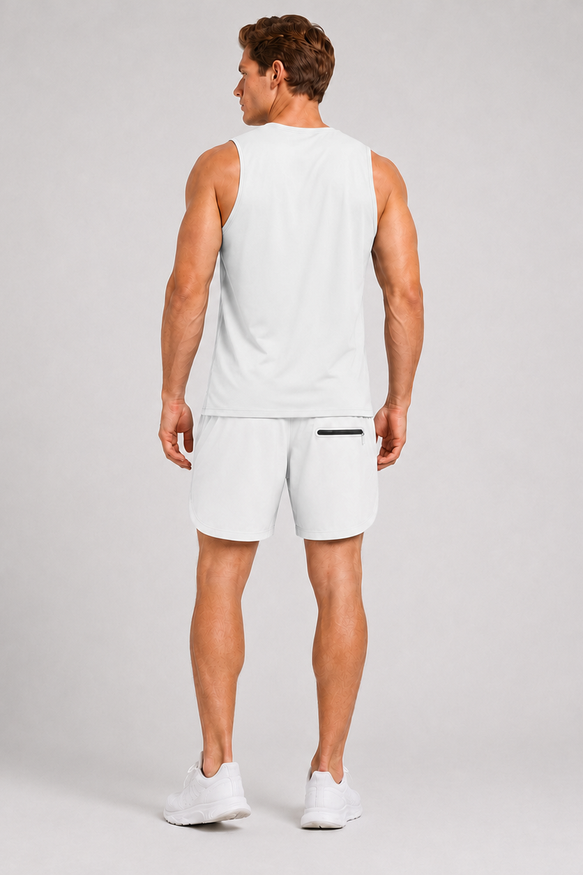 Quick Dry UPF Crew Neck Tank White