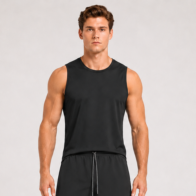 Quick Dry UPF Crew Neck Tank Black