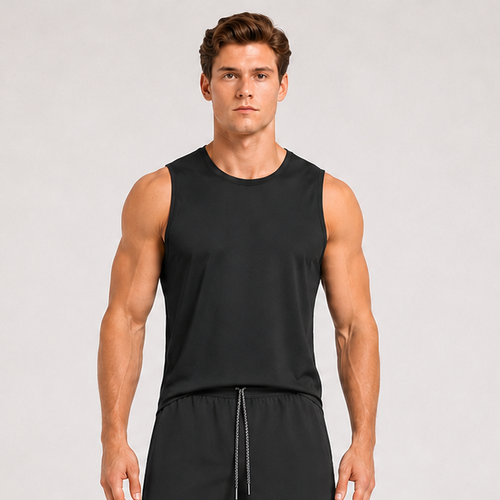Quick Dry UPF Crew Neck Tank Black