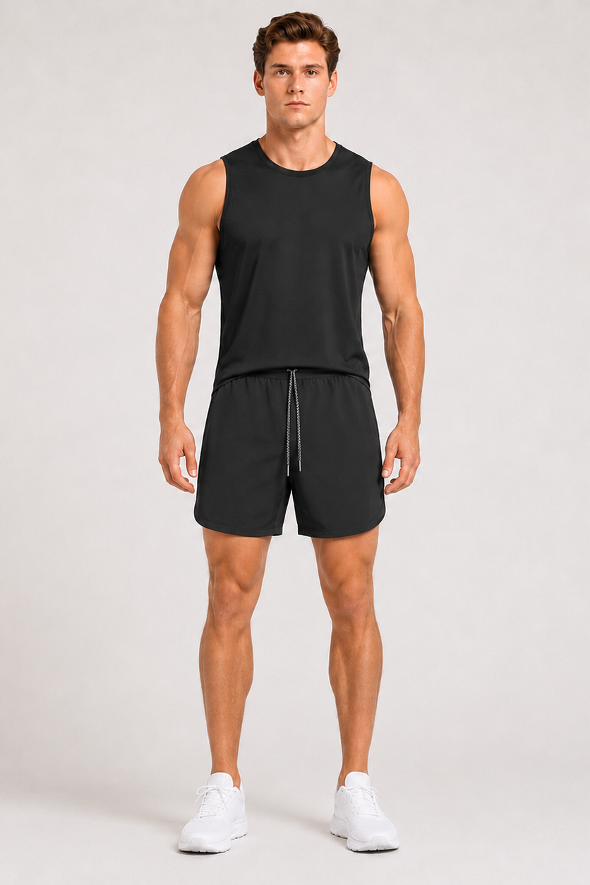 Quick Dry UPF Crew Neck Tank Black