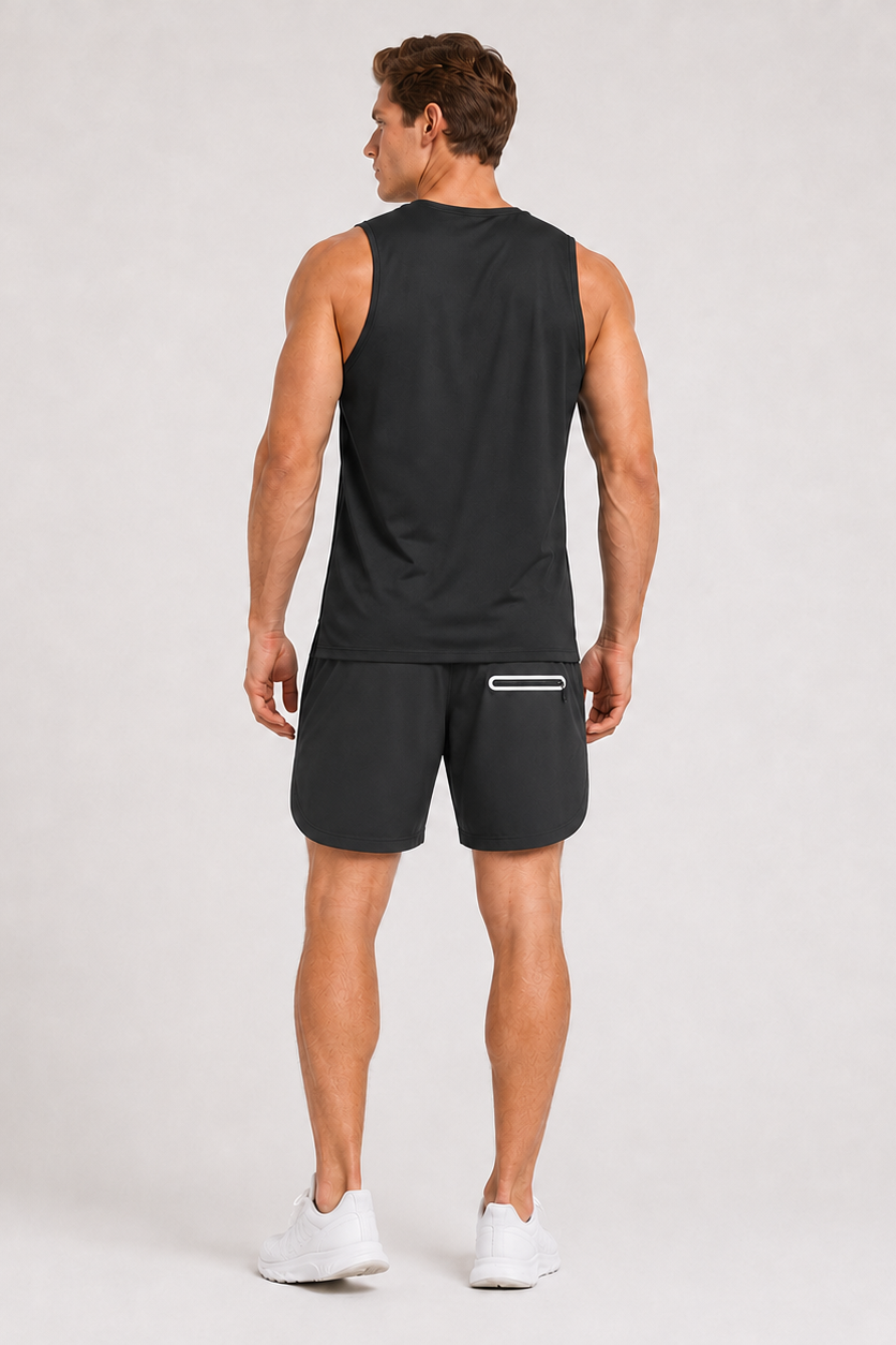 Quick Dry UPF Crew Neck Tank Black