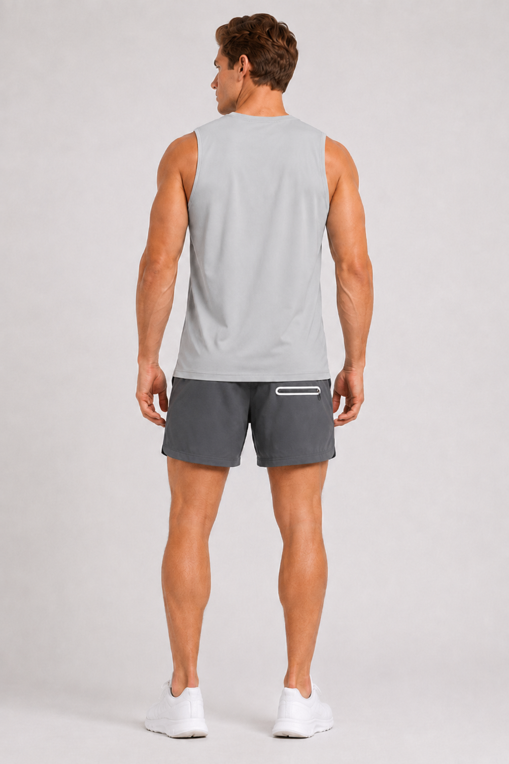 Quick Dry UPF Crew Neck Tank Light Grey