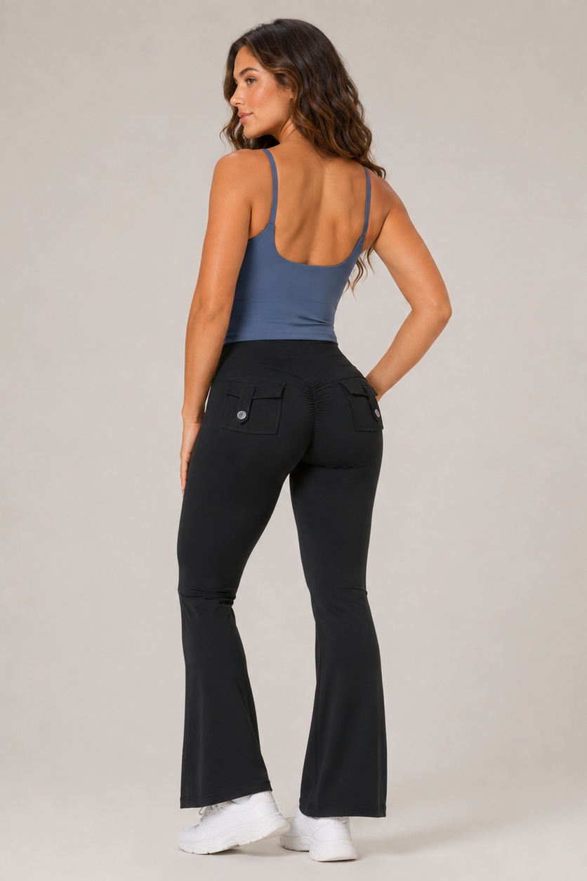Strappy Built-In Bra Yoga Tank Blue