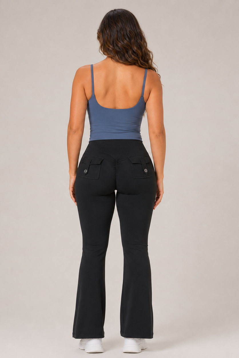 Strappy Built-In Bra Yoga Tank Blue