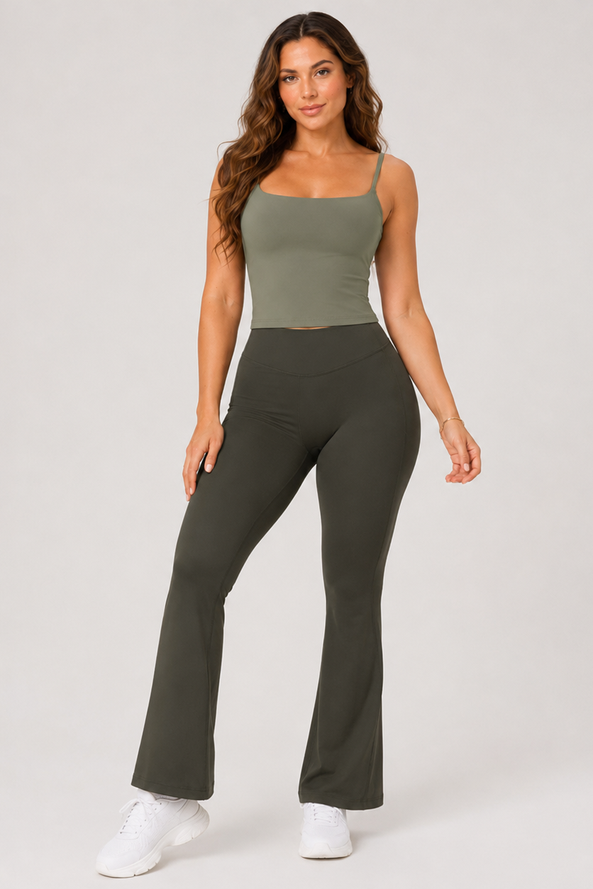 Scrunch Booty Flare Leggings Army Green