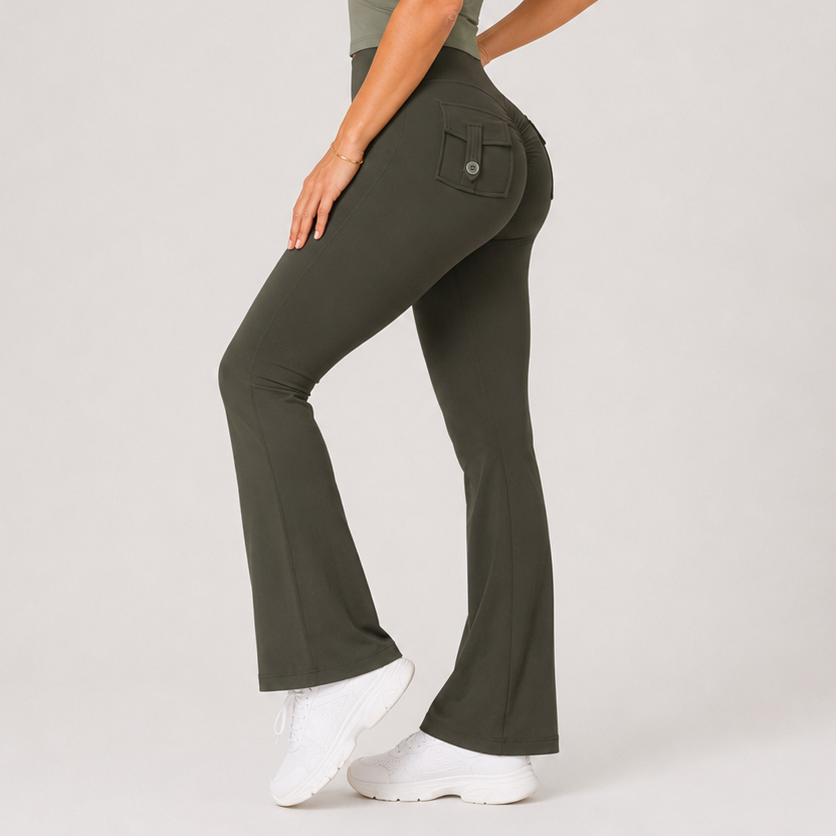 Scrunch Booty Flare Leggings Army Green