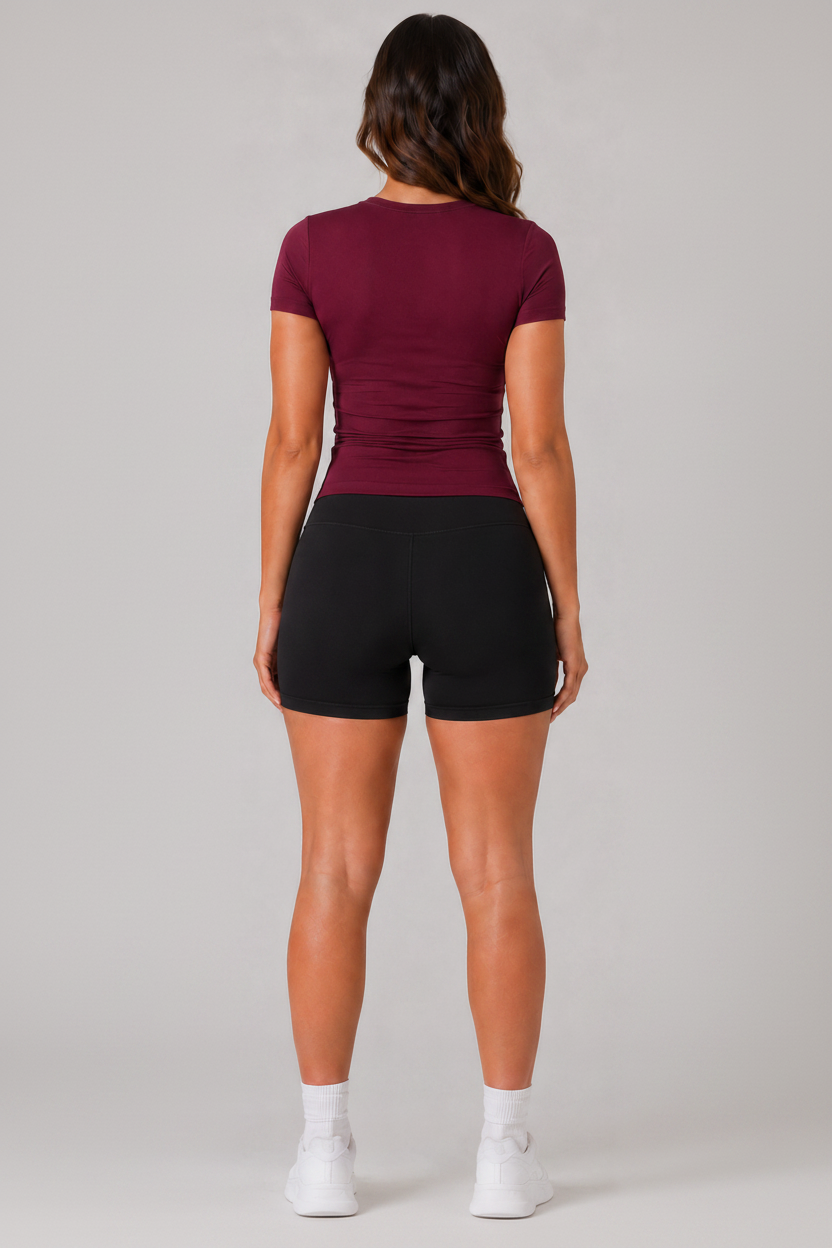 Sculpting Slim Fit Crop Tee Burgundy