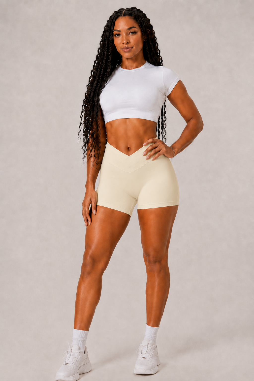 Backless Short Sleeve Crop Yoga Top White