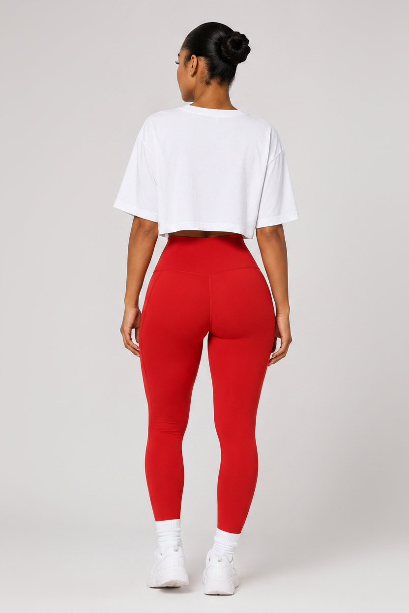 Buttery High Waist Yoga Leggings Red