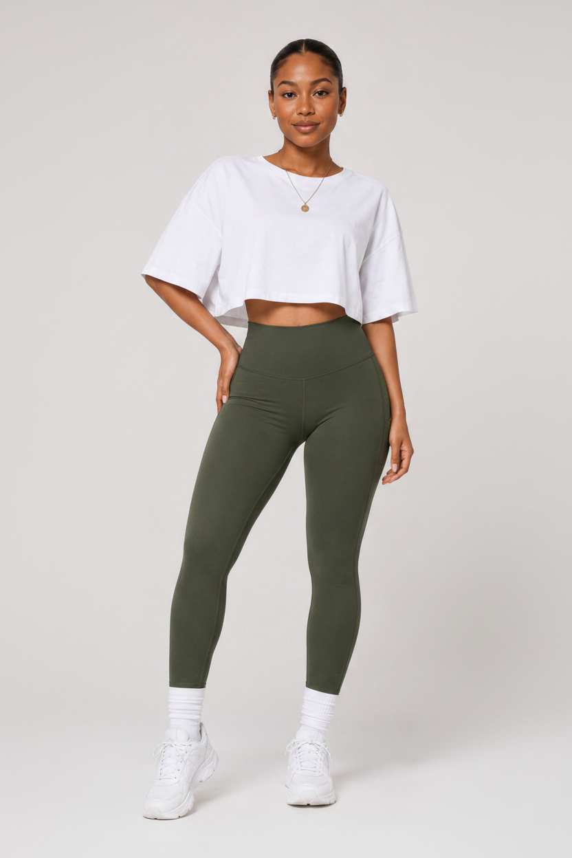 Relaxed Loose Fit Crop Tee White