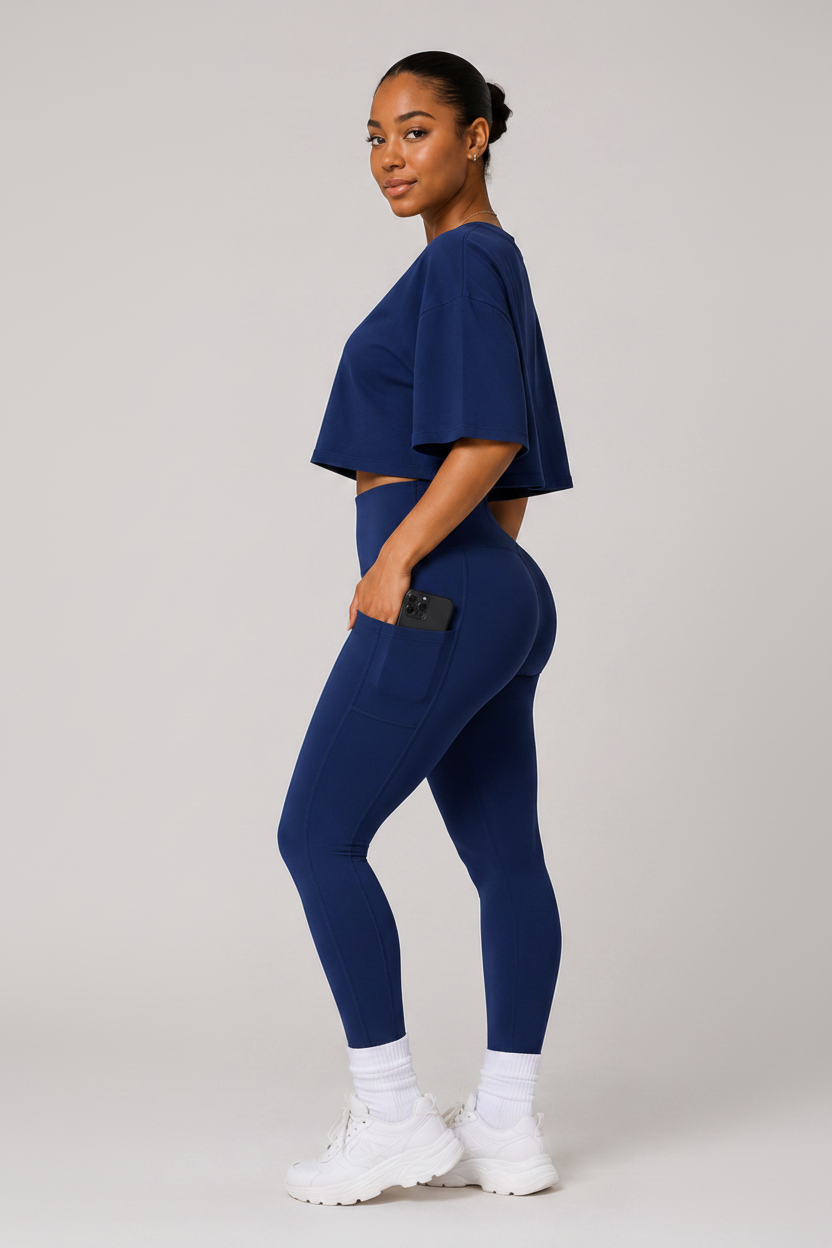 Buttery High Waist Yoga Leggings Navy