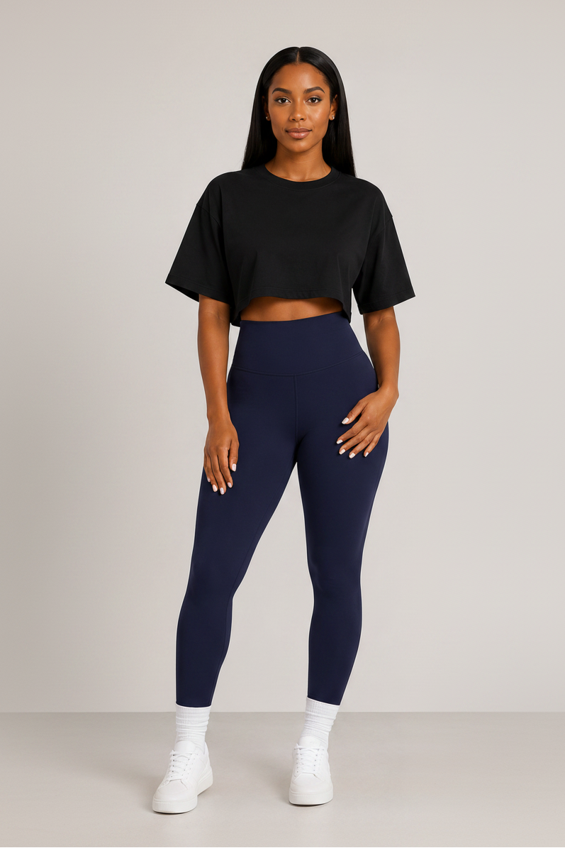 Tummy Control High Waist Leggings Navy