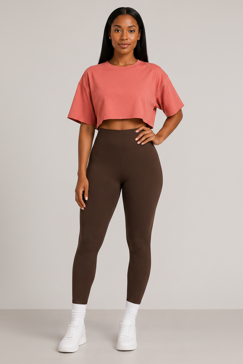 Tummy Control High Waist Leggings Coffee