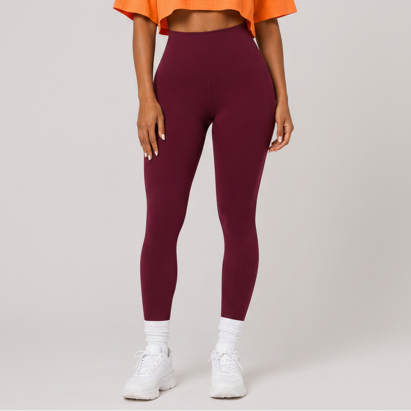 Tummy Control High Waist Leggings Burgundy