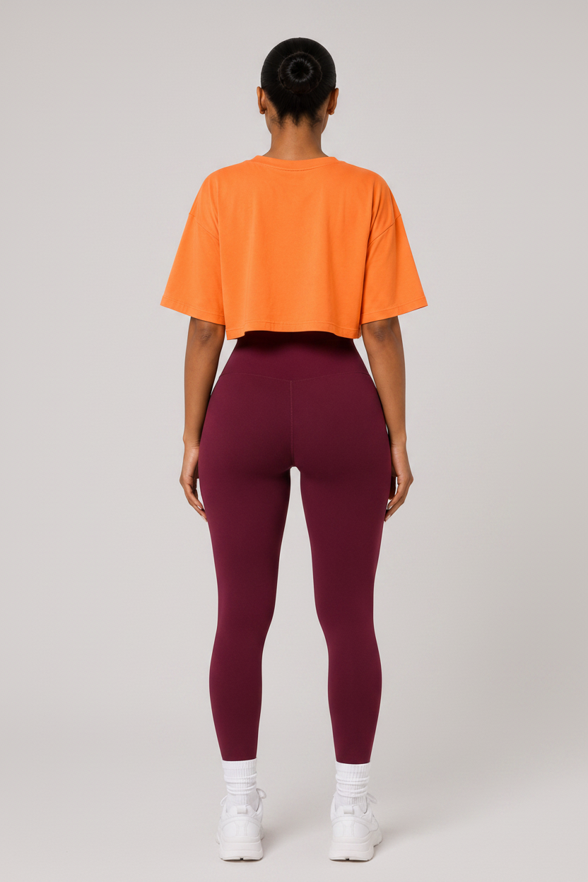Tummy Control High Waist Leggings Burgundy