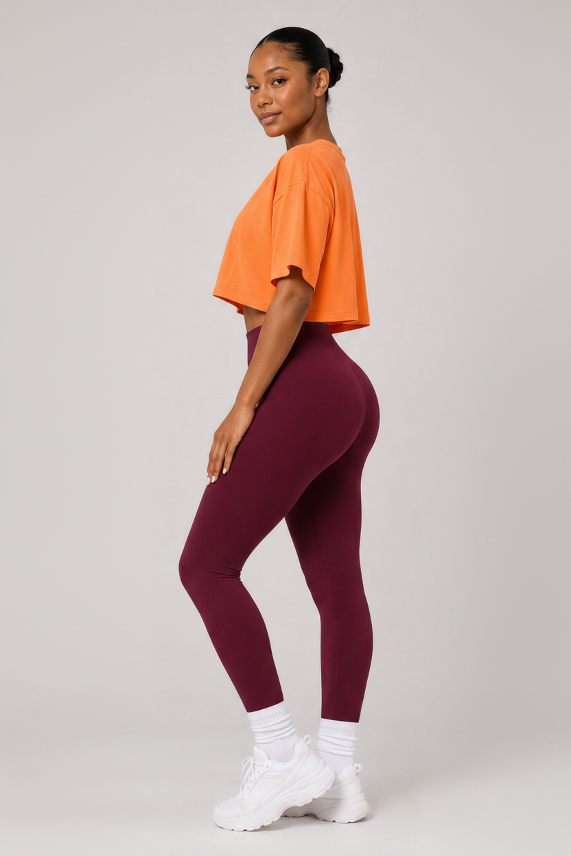 Relaxed Loose Fit Crop Tee Orange