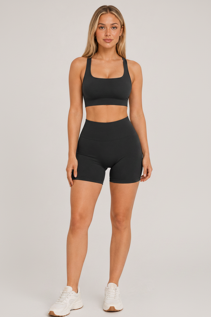 Strappy Open Back 2-Piece Yoga Set Black