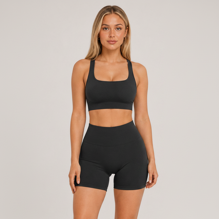 Strappy Open Back 2-Piece Yoga Set Black
