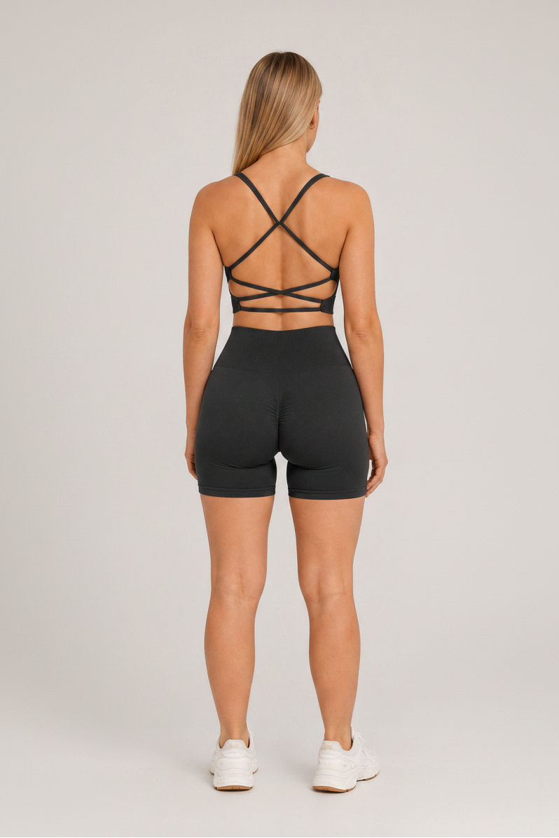 Strappy Open Back 2-Piece Yoga Set Black