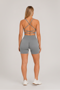 Strappy Open Back 2-Piece Yoga Set Grey