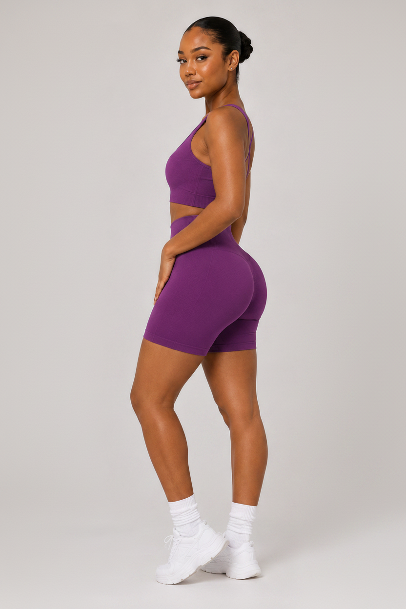 Strappy Open Back 2-Piece Yoga Set Purple
