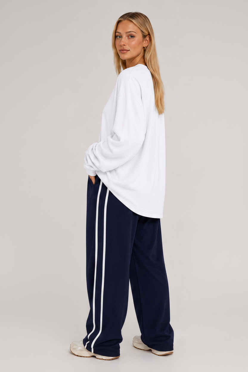 Oversized Long Sleeve Crew Top White